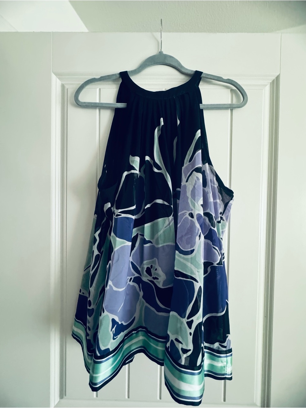 Nicole Miller Black Halter Camisole with Lavender and Mint Floral Print